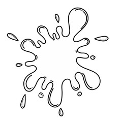 Ink splash doodle vector illustration. Hand drawn paint splash outline art