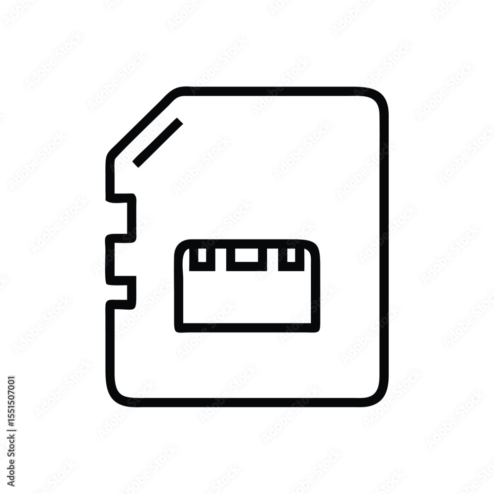 Fototapete Micro sd card vector icon for data storage and memory card symbol for electronic device and technology