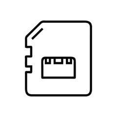 Micro sd card vector icon for data storage and memory card symbol for electronic device and technology