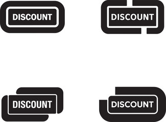 Four modern discount sale tag icons with rounded corners and unique designs silhouette