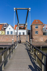 Wooden bridge over the canal in Leerdam, Netherlands