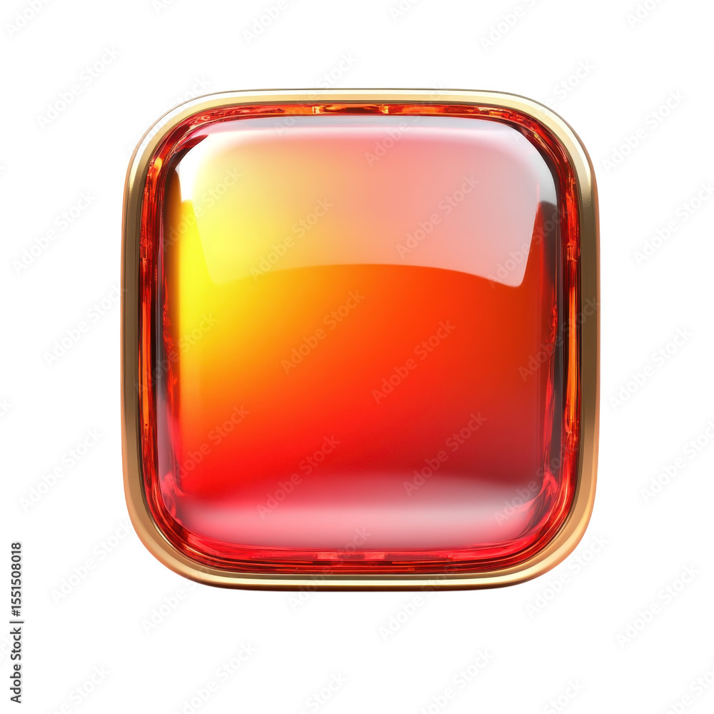 Fototapete shiny red gold button icon design glossy ui element 3d rendering isolated on transparent background