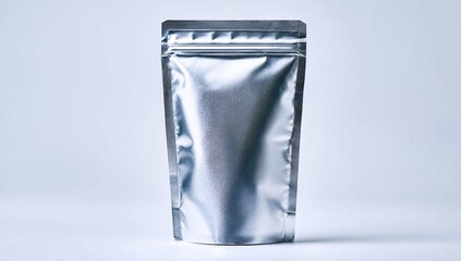 Blank foil plastic pouch coffee bag mockup, aluminium material