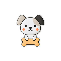 Fototapeta premium Smiling cartoon dog bone sticker isolated transparent background fun graphic design playful concept