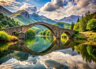 Ancient Stone Bridge Spanning Serene