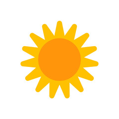 Sun. Yellow icon on white background. Vector illustration.