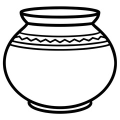 Minimal Clay Pot Line Art Illustration 