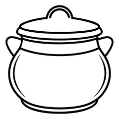 Minimal Clay Pot Line Art Illustration 