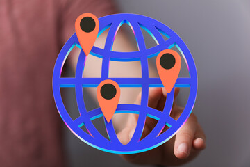 Conceptual image of a global network, showcasing worldwide connectivity and location tracking.