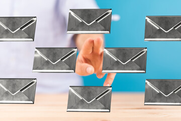 Abstract image depicting digital communication, emails, and online interaction.