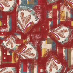 grunge background with flowers and leaves
