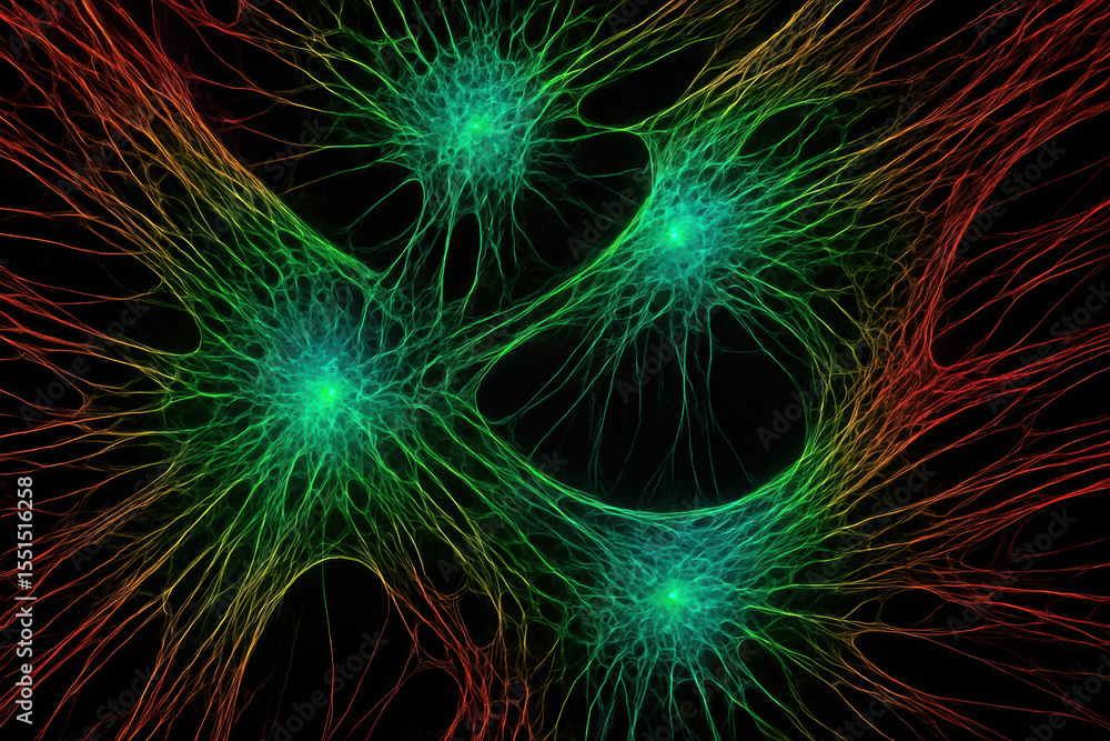 Poster neural network cells in bio research highlight innovation in engineering with detailed structures an