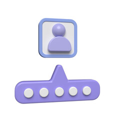 3d icon of a user profile symbol and a password input field