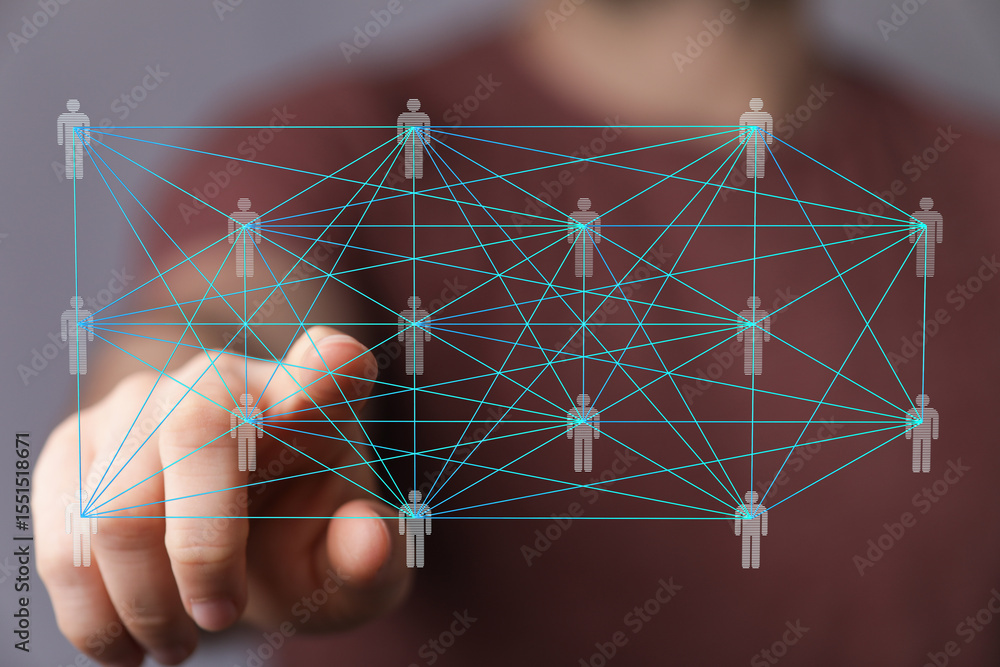 Aufkleber Abstract image of a network connection showing digital human interaction.