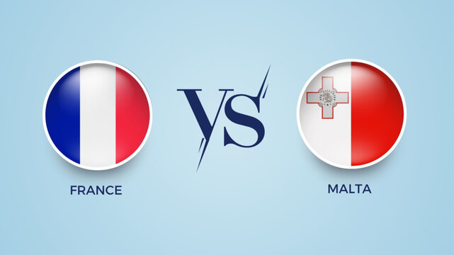  France vs Malta broadcast template for sports Continental Cup 2025 cricket . vector illustration