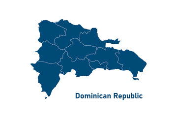 Fototapeta premium Dominican Republic map isolated on white background. Dominican Republic outline map. Simple icon design. Vector illustration