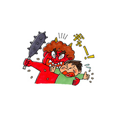 赤鬼と泣く男の子