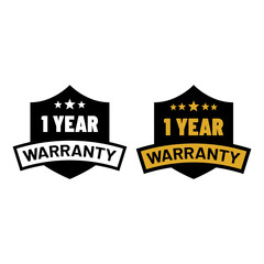 Editable 1 Year Warranty Sticker – Black and Gold Vector Badge