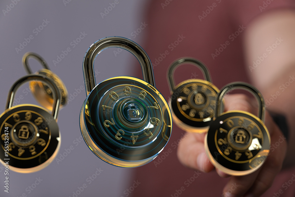 Poster Protecting your data is crucial.  These combination locks represent the security needed in today's digital world.