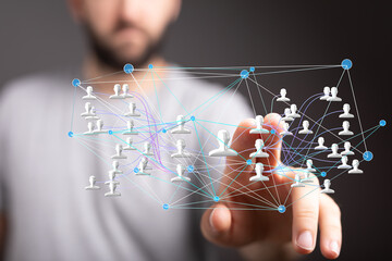 Modern digital network, global connections, social media, teamwork, communication, technology.