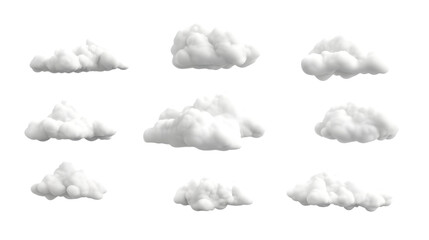 set of clouds isolated on white background
