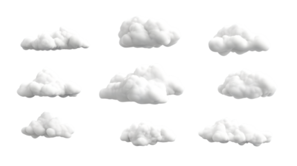 set of clouds isolated on white background
