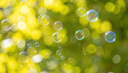 Sparkling Soap Bubbles Summer Background.