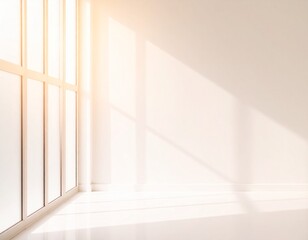 Fototapeta premium Warm ivory background with soft glassy panels and ambient light leaks as overlay