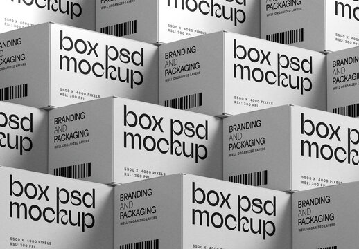 Isometric Stacked Boxes Packaging Mockup Set