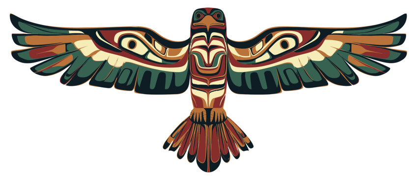 In Duncan's modern illustration, an eagle totem is hand drawn
