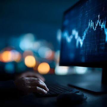 A digital broker reviewing market activity on a trading dashboard