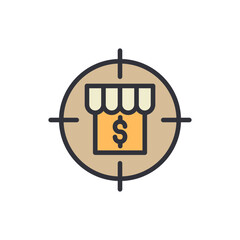Financial Goals Targeted Store Icon For Business Achievement