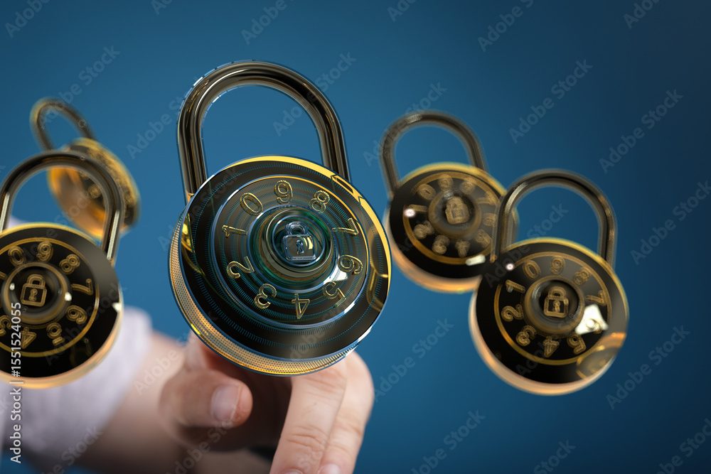Aufkleber high-quality image of combination locks, ideal for security, privacy, and data protection concepts.