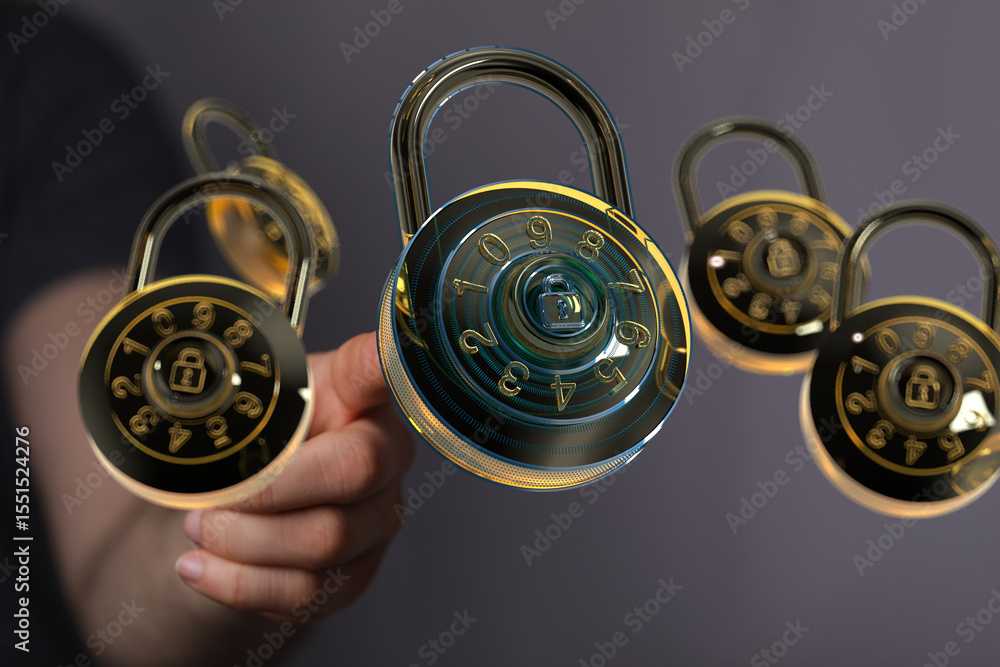 Aufkleber Secure your data with strong passwords and encryption.  Cybersecurity and online safety tips for protection.