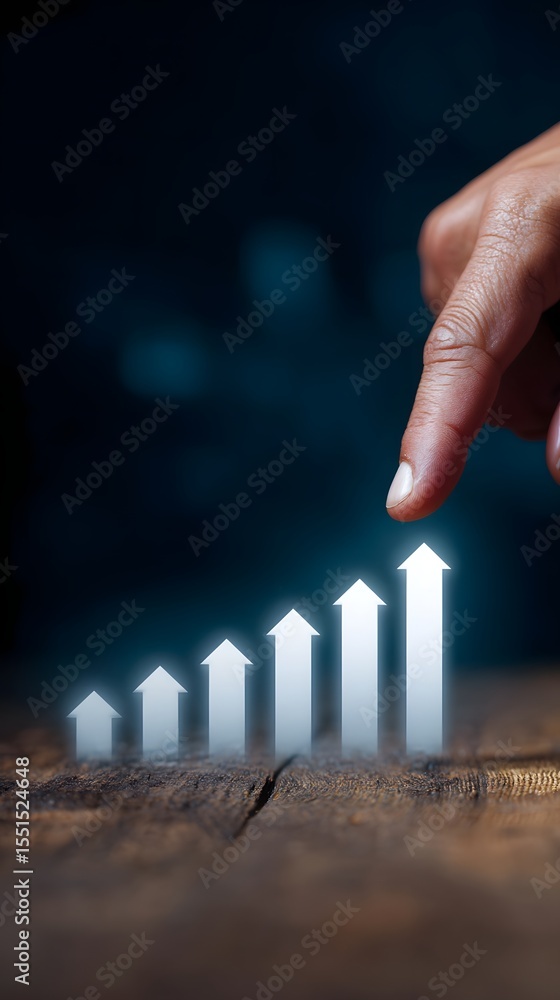 Poster hand pointing at chart with house icons representing asset types