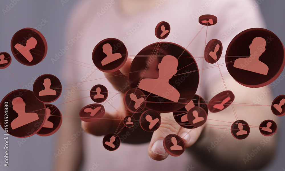 Poster Image of a network connection showing people connected globally via social media.