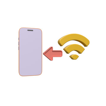 Smartphone receiving wireless signal with an arrow indicating data transfer