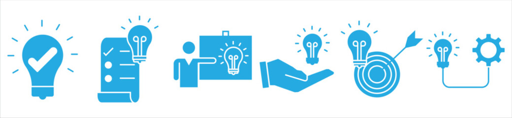 Creative Idea and Innovation Icons – Strategy, Solution, and Target Concept