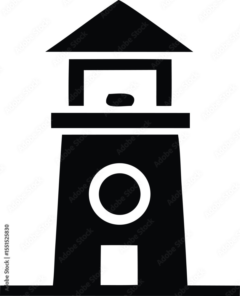 Aufkleber stylized black silhouette of a lighthouse with a triangular roof a rectangular observation deck and 