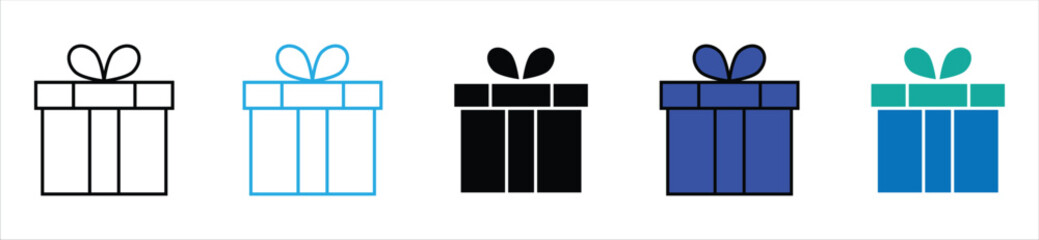 Gift Box Icon Set – Present, Surprise, Celebration, and Holiday Concept