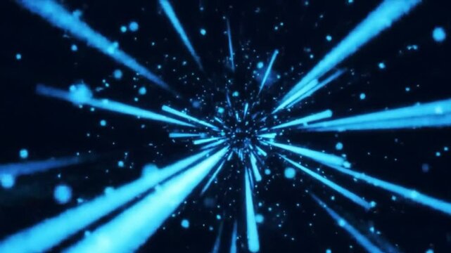 Abstract Blue Light Streaks A Hyper-Speed Warp Through Space