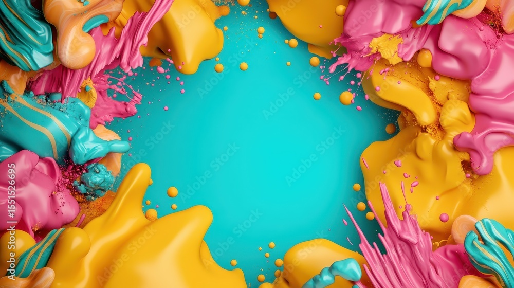 Poster an explosion of vibrant colors and dynamic shapes creating an abstract artwork, evoking emotions and