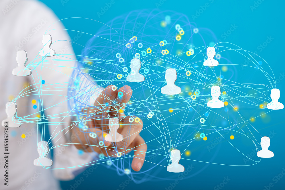 Poster abstract image depicting a global network of interconnected people. ideal for technology, communicat
