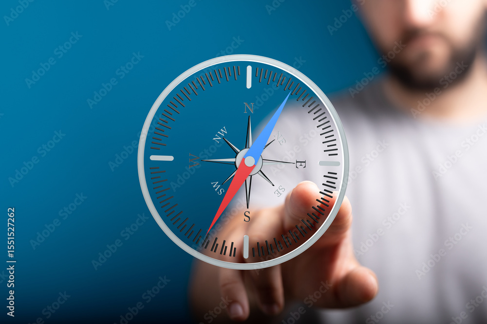 Poster navigate your path with this compass. find your direction, goals, and achieve success.