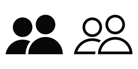 Team Icon, Flat and Outline Group Symbol for Web and App Interface.