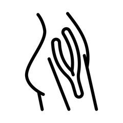 Shoulder kinesio tape strips outline icon. Elastic therapeutic tape. Muscles swelling and pain reduction. Joints and ligaments support. Isolated contour symbol illustration