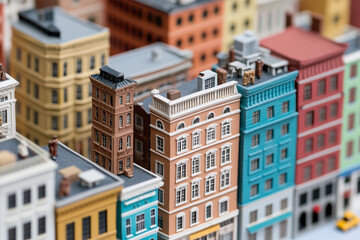 Tiny cityscape with vibrant skyscrapers and chaotic design