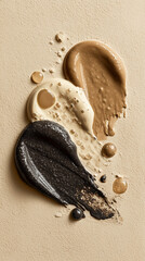 Cosmetic Smears in Neutral Tones on Beige Background – Product Mockup