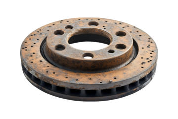 Brake pad with wear indicator isolated on white background