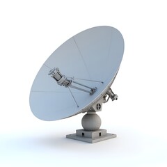 3D Parabolic Satellite Dish Isolated on Transparent Background, Modern High-Tech Communication Equipment Illustration